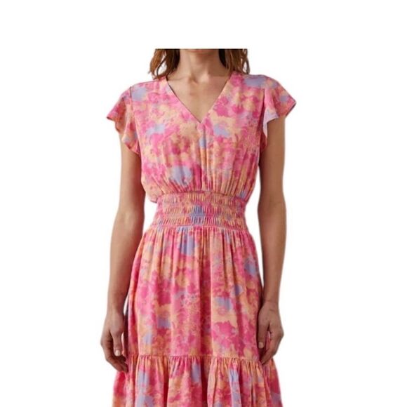 NWT Rails Tara Flutter Sleeve Smocked Waist Mini Dress in Passion Flower Size M - Picture 11 of 12